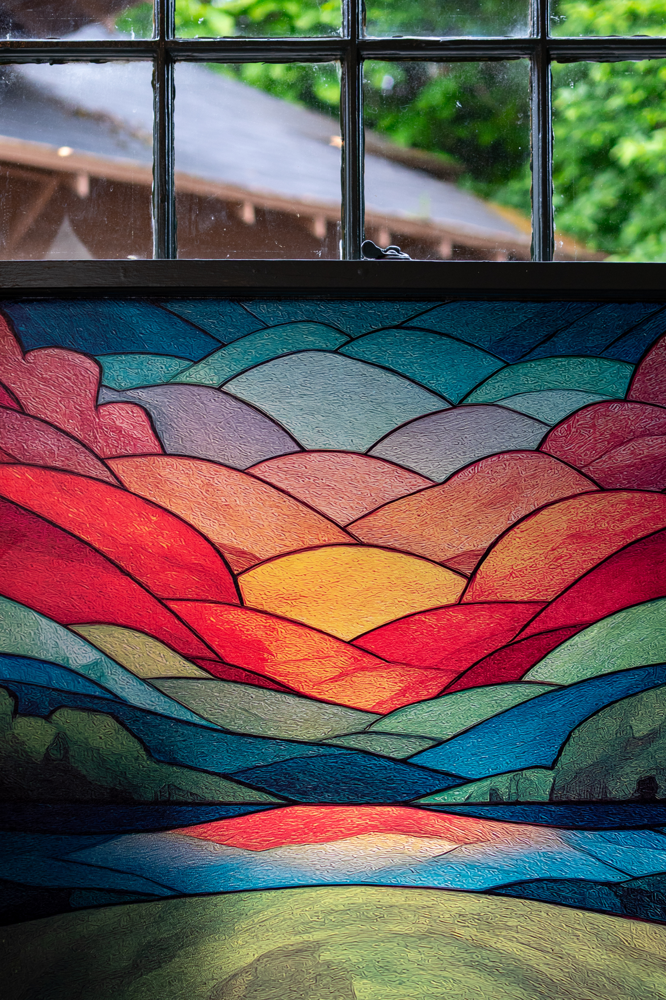 Stained glass art in the Gilman Glasses shop