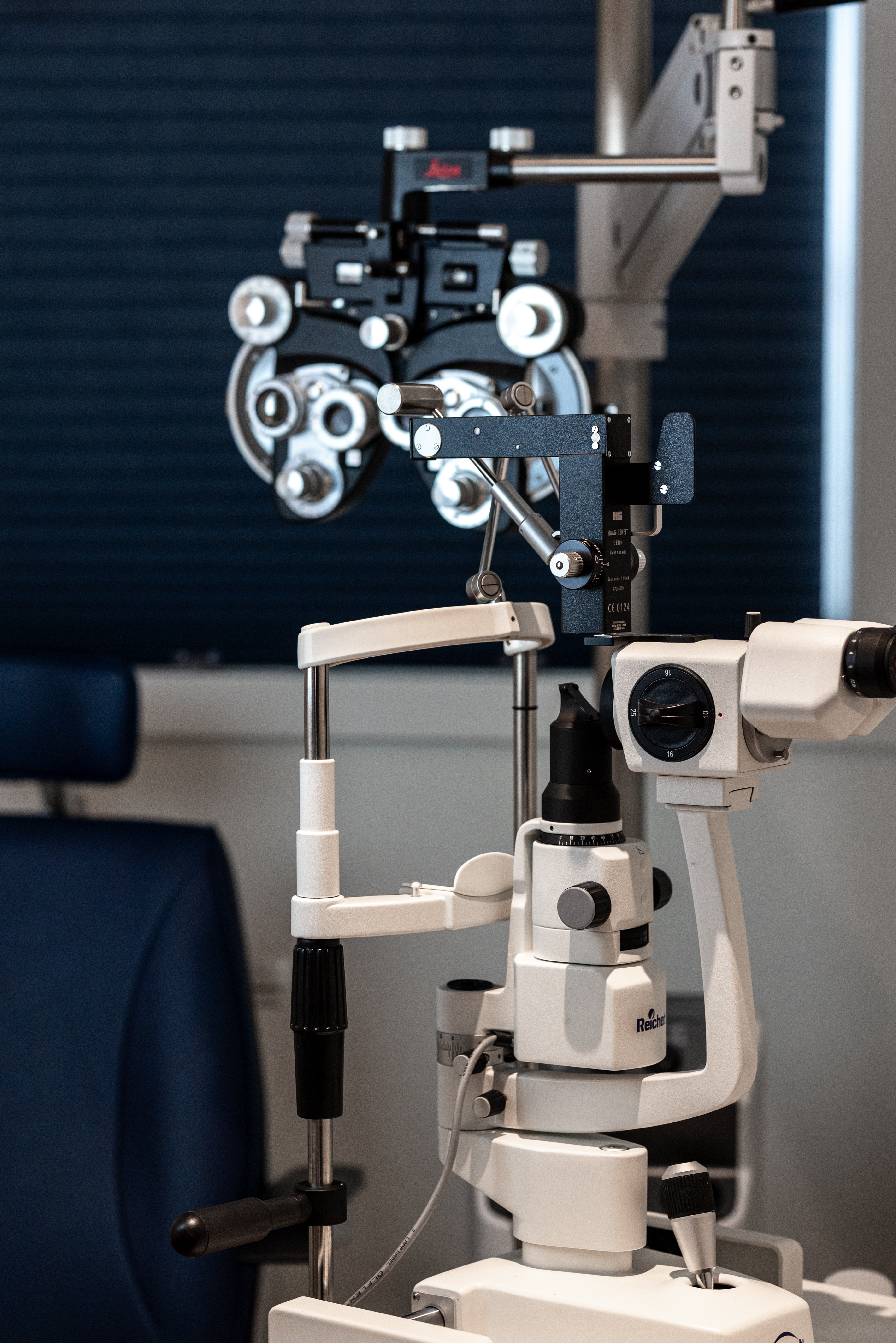 Exam room with slit lamp and phoropter